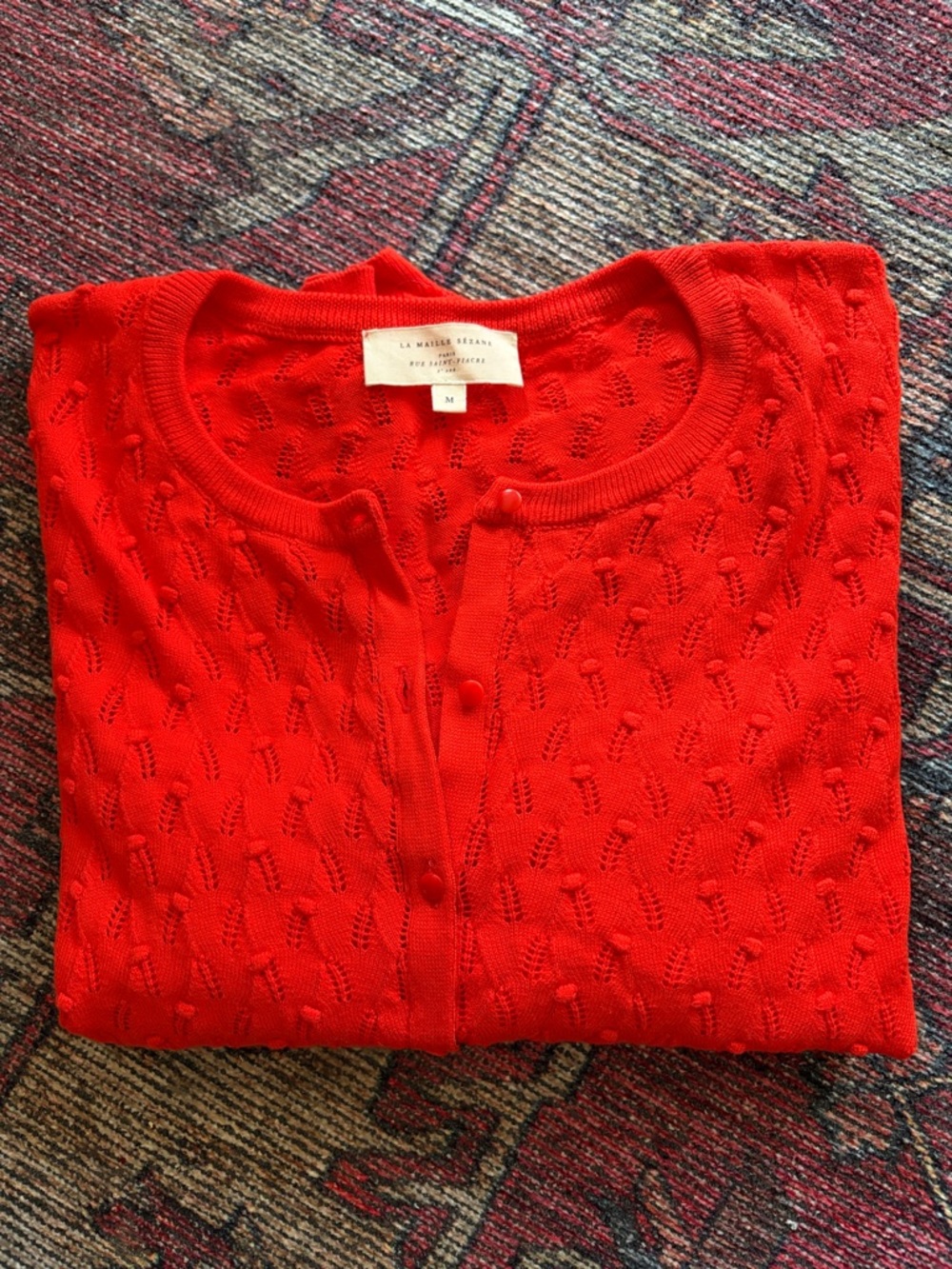 Classic Red Women's Knit Cardigan Sweater